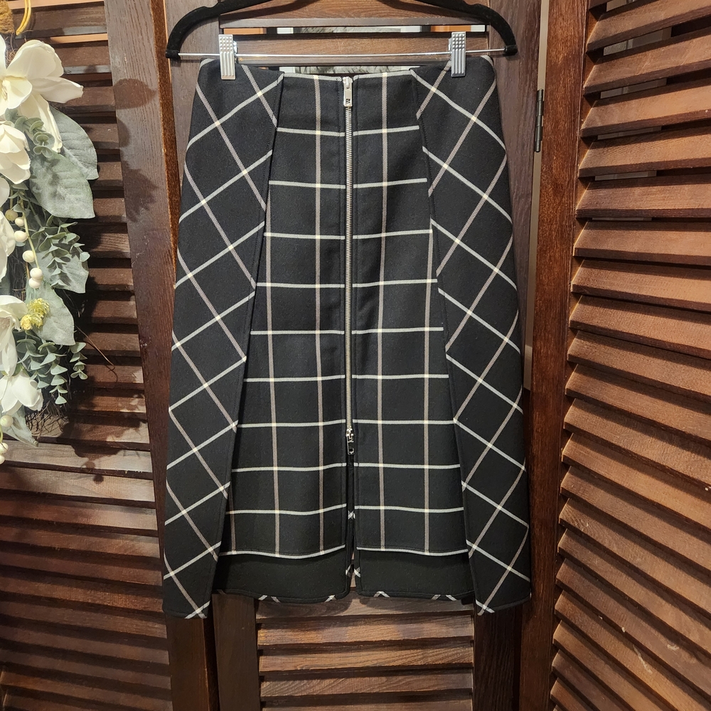 Rag & Bone Black And White Grid A-Line Skirt
